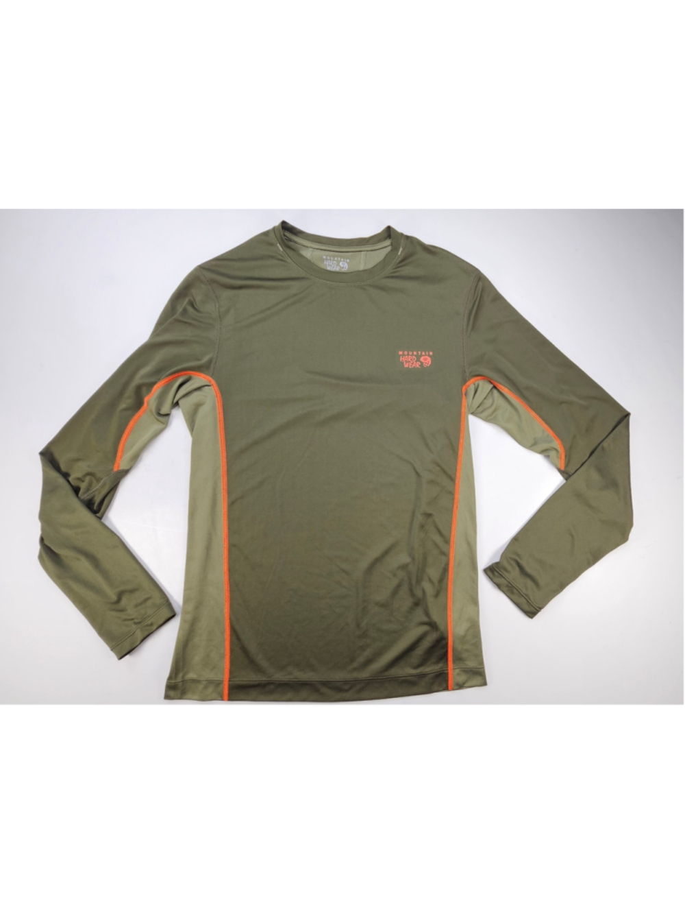 Mountain Hardwear Wicked Long Sleeve Shirt Mens S Green Orange Hiking Running